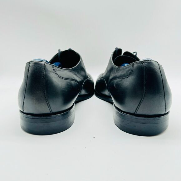 Hugo Boss Shoes Mens 9 Black Leather Oxford Wingtip Dress Casual Italy Lace Up - Picture 7 of 11